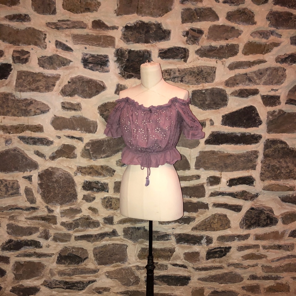 Purple eyelet crop top